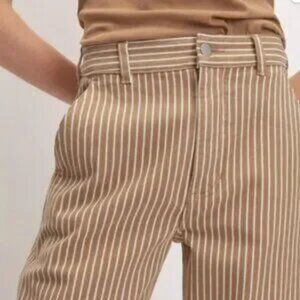 Everlane STRIPED Utility Barrel Pant in Toasted Coconut sz 6